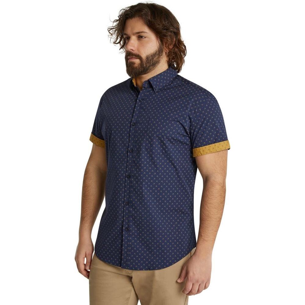 Johnny Bigg Shirt Marling Patterned Short Sleeve Stretch Button-Down 5XL NWT